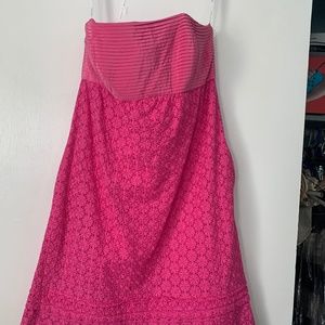 Shoshona strapless pink eyelet sundress with pockets